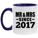 7th Anniversary Mr & Mrs Since 2017 - 11oz Accent Mug Purple