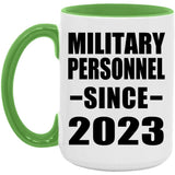 Military Personnel Since 2023 - 15oz Accent Mug Green