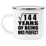 12th Anniversary Square Root of 144 Years of Mrs Perfect - 12oz Camping Mug