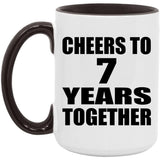 7th Anniversary Cheers To 7 Years Together - 15oz Accent Mug Black