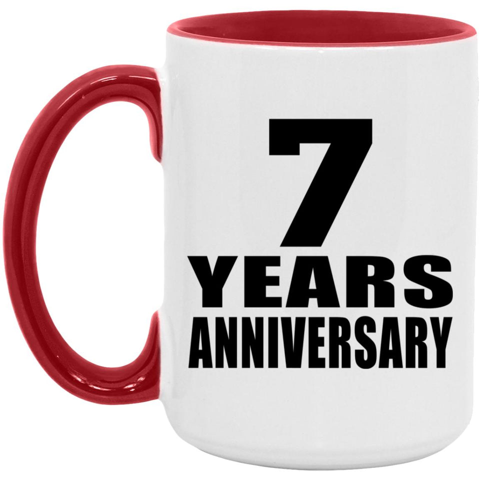 7th Anniversary 7 Years - 15oz Accent Mug Red