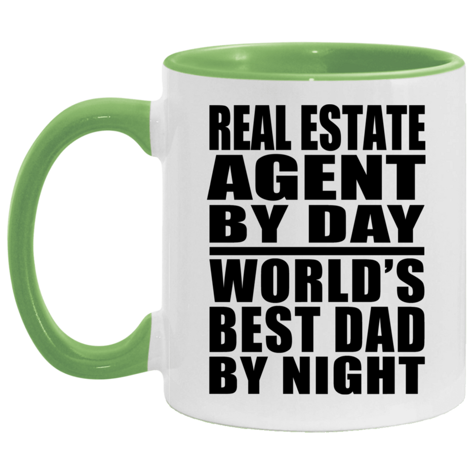 Real Estate Agent By Day World's Best Dad By Night - 11oz Accent Mug Green