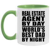 Real Estate Agent By Day World's Best Dad By Night - 11oz Accent Mug Green
