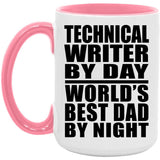 Technical Writer By Day World's Best Dad By Night - 15oz Accent Mug Pink