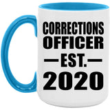 Corrections Officer Established EST. 2020 - 15oz Accent Mug Blue