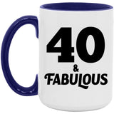 40th Birthday 40 & Fabulous - 15oz Accent Mug Purple