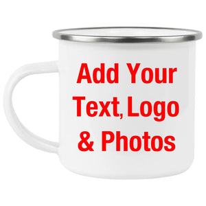 Personalized Custom Gift, Add Photo Logo Text Picture - 12oz Camping Mug