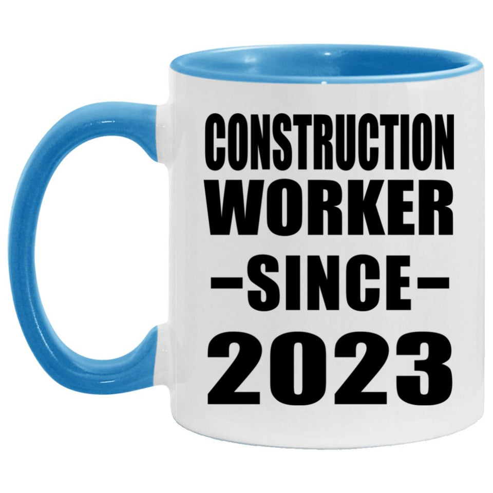 Construction Worker Since 2023 - 11oz Accent Mug Blue
