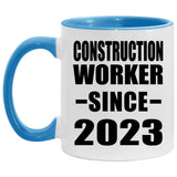 Construction Worker Since 2023 - 11oz Accent Mug Blue