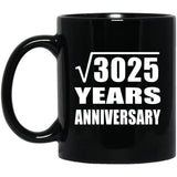 55th Anniversary Square Root of 3025 Years Anniversary - 11oz Coffee Mug Black