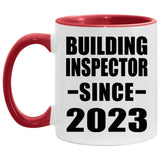 Building Inspector Since 2023 - 11oz Accent Mug Red