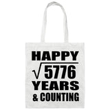 Happy 76th Anniversary Square Root of 5776 Years & Counting - Tote Bag White