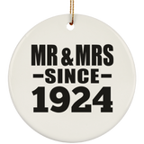 100th Anniversary Mr & Mrs Since 1924 - Circle Ornament