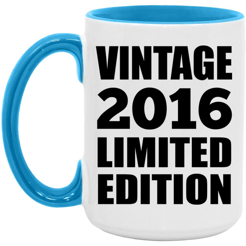 8th Birthday Vintage 2016 Limited Edition - 15oz Accent Mug Blue