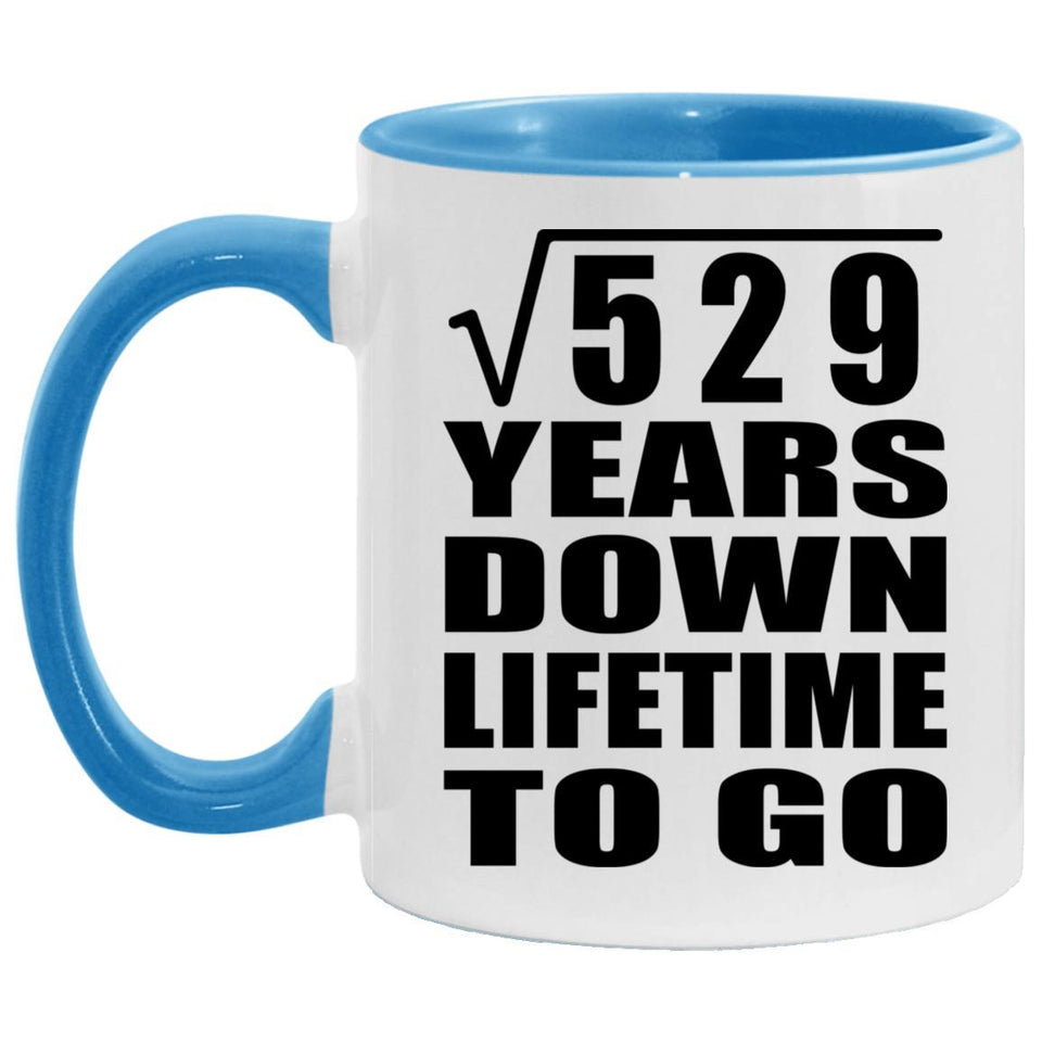 23rd Anniversary Square Root of 529 Years Lifetime To Go - 11oz Accent Mug Blue