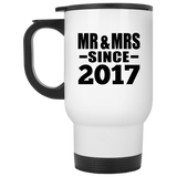 7th Anniversary Mr & Mrs Since 2017 - White Travel Mug