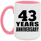 43rd Anniversary 43 Years Anniversary - 15oz Accent Mug Pink