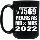 87th Anniversary Square Root of 7569 Years As Mr & Mrs 2022 - 15oz Coffee Mug Black
