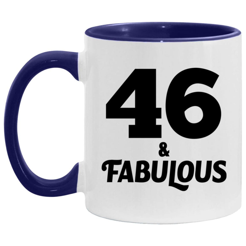 46th Birthday 46 & Fabulous - 11oz Accent Mug Purple