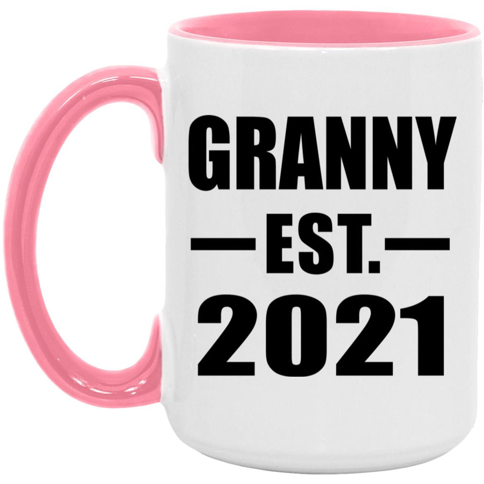 Granny Established EST. 2021 - 15oz Accent Mug Pink