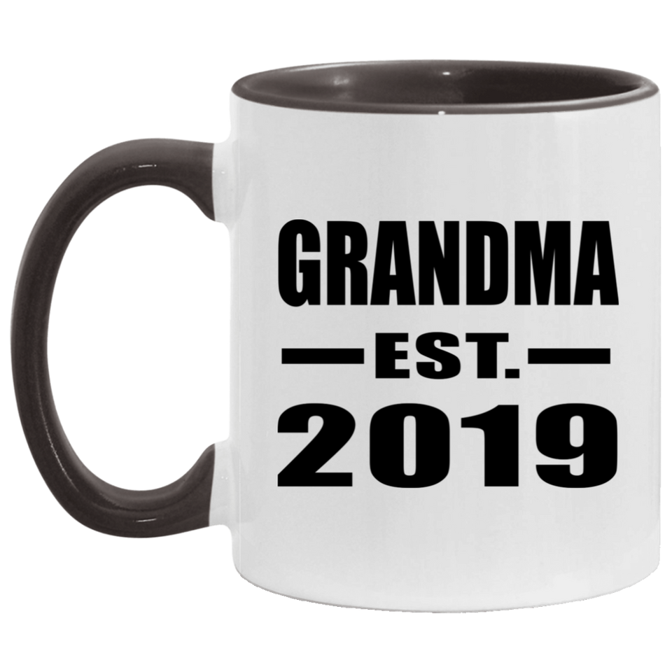 Grandma Established EST. 2019 - 11oz Accent Mug Black