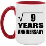 3rd Anniversary Square Root of 9 Years Anniversary - 15oz Accent Mug Red