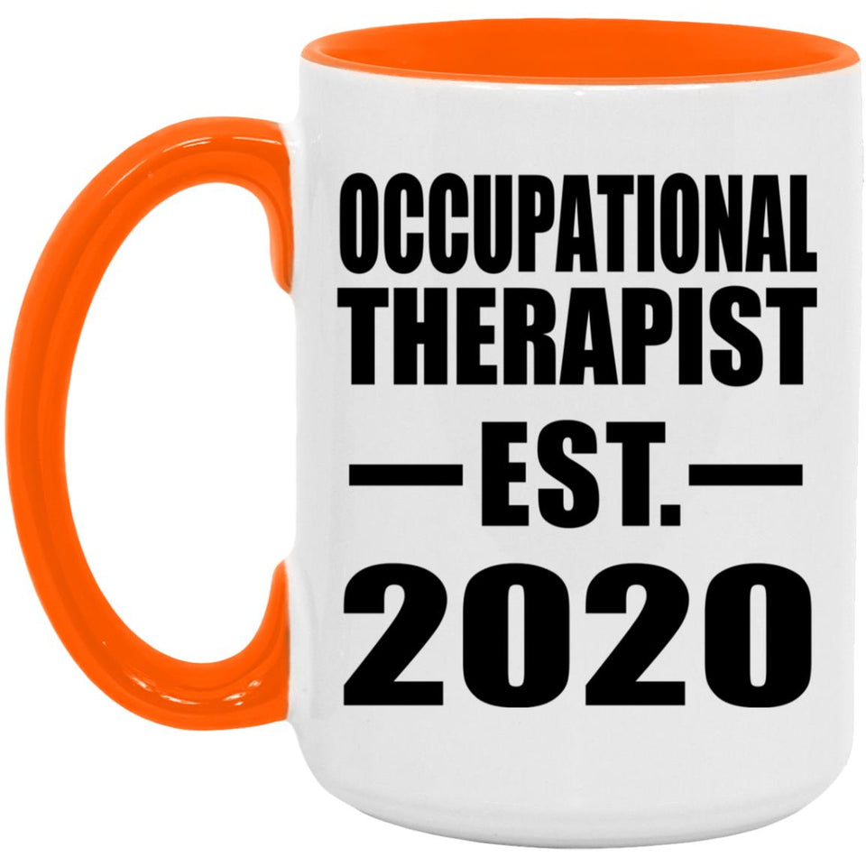 Occupational Therapist Established EST. 2020 - 15oz Accent Mug Orange