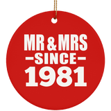 43rd Anniversary Mr & Mrs Since 1981 - Circle Ornament