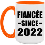 Fiancee Since 2022 - 15oz Accent Mug Orange
