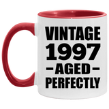 27th Birthday Vintage 1997 Aged Perfectly - 11oz Accent Mug Red