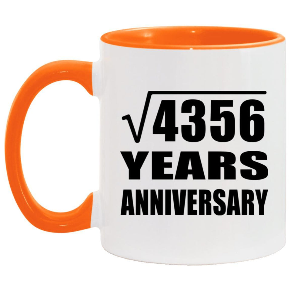 66th Anniversary Square Root of 4356 Years Anniversary - 11oz Accent Mug Orange