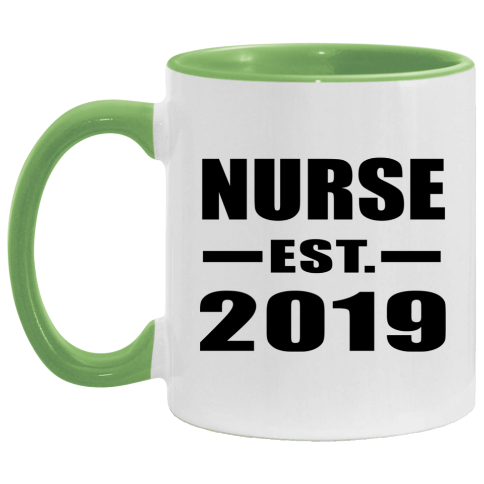 Nurse Established EST. 2019 - 11oz Accent Mug Green