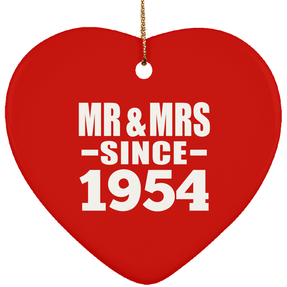 70th Anniversary Mr & Mrs Since 1954 - Heart Ornament