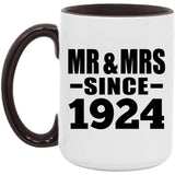 100th Anniversary Mr & Mrs Since 1924 - 15oz Accent Mug Black