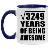 57th Birthday Square Root Of 3249 Years Of Being Awesome - 11oz Accent Mug Purple