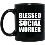 Blessed Social Worker - 11oz Coffee Mug Black