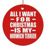 All I Want For Christmas Is My Norwich Terrier - Circle Ornament