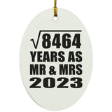 92nd Anniversary Square Root of 8464 Years As Mr & Mrs 2023 - Oval Ornament