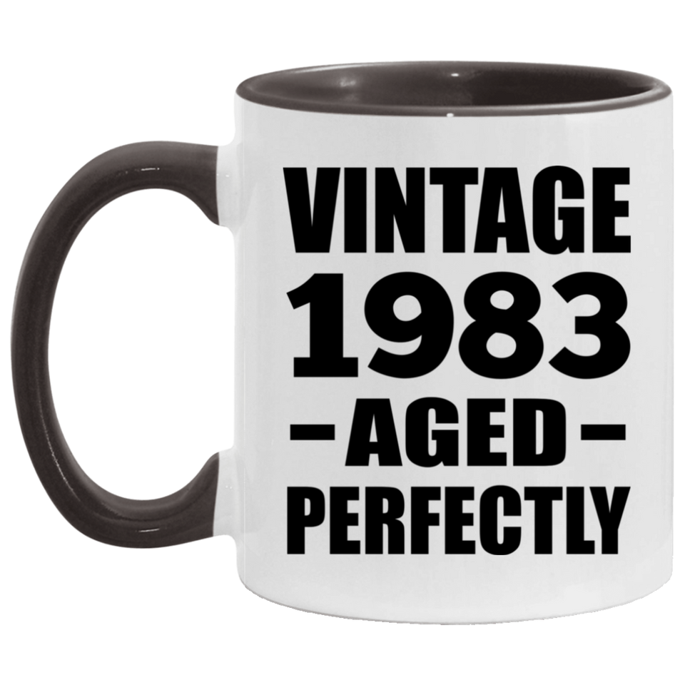 41st Birthday Vintage 1983 Aged Perfectly - 11oz Accent Mug Black