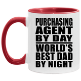 Purchasing Agent By Day World's Best Dad By Night - 11oz Accent Mug Red