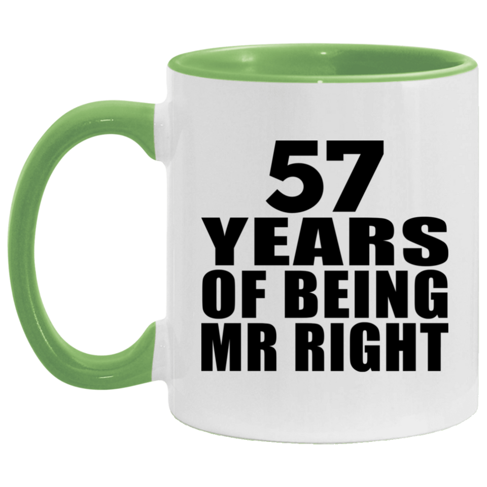 57th Anniversary 57 Years Of Being Mr Right - 11oz Accent Mug Green