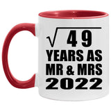 7th Anniversary Square Root of 49 Years As Mr & Mrs 2022 - 11oz Accent Mug Red