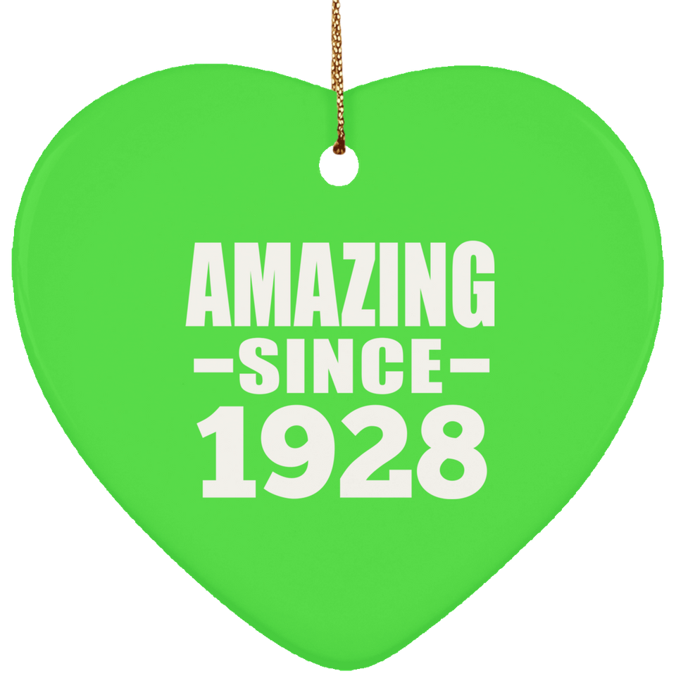96th Birthday Amazing Since 1928 - Heart Ornament