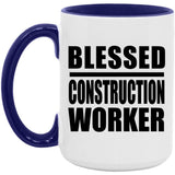 Blessed Construction Worker - 15oz Accent Mug Purple