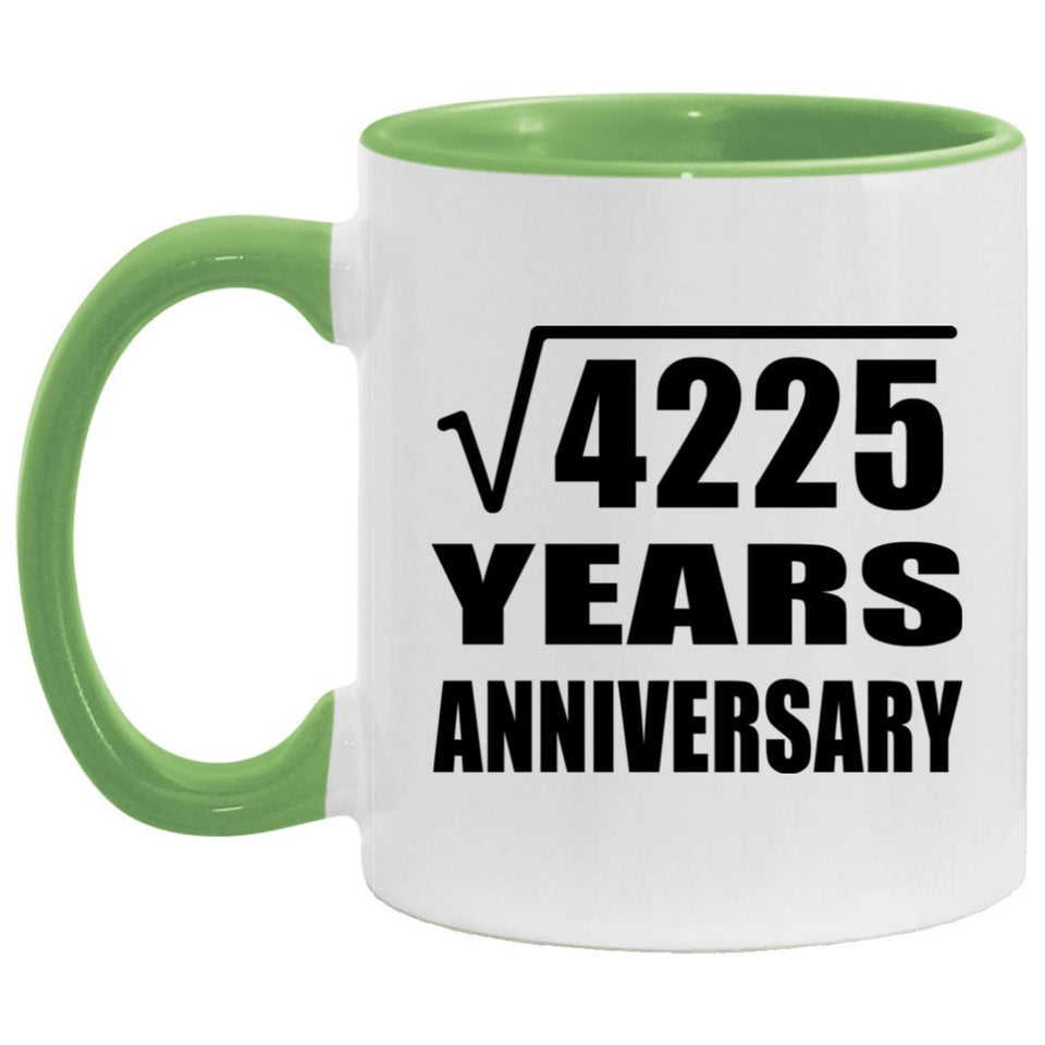 65th Anniversary Square Root of 4225 Years Anniversary - 11oz Accent Mug Green