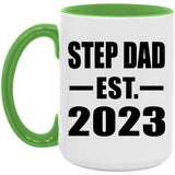 Step Dad Established EST. 2023 - 15oz Accent Mug Green