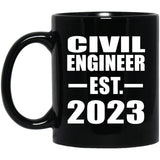 Civil Engineer Established EST. 2023 - 11oz Coffee Mug Black
