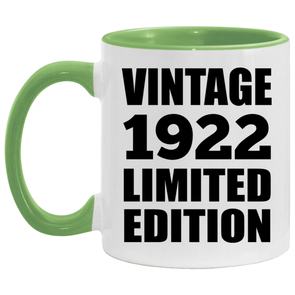 102nd Birthday Vintage 1922 Limited Edition - 11oz Accent Mug Green