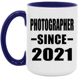 Photographer Since 2021 - 15oz Accent Mug Purple