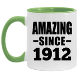 112th Birthday Amazing Since 1912 - 11oz Accent Mug Green